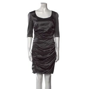 Authentic Dolce & Gabbana Knee-Length Silk Ruched Dress